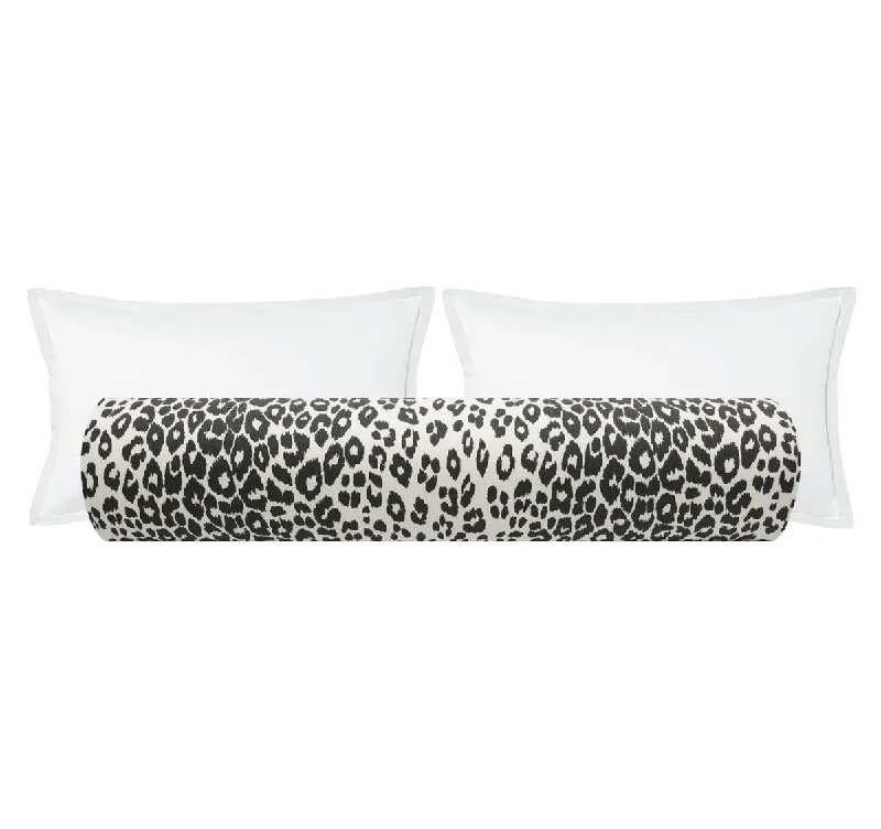 Decorative Bolsters with Embroidered Patterns for BedroomTHE BOLSTER :: ICONIC LEOPARD // GRAPHITE | SCHUMACHER