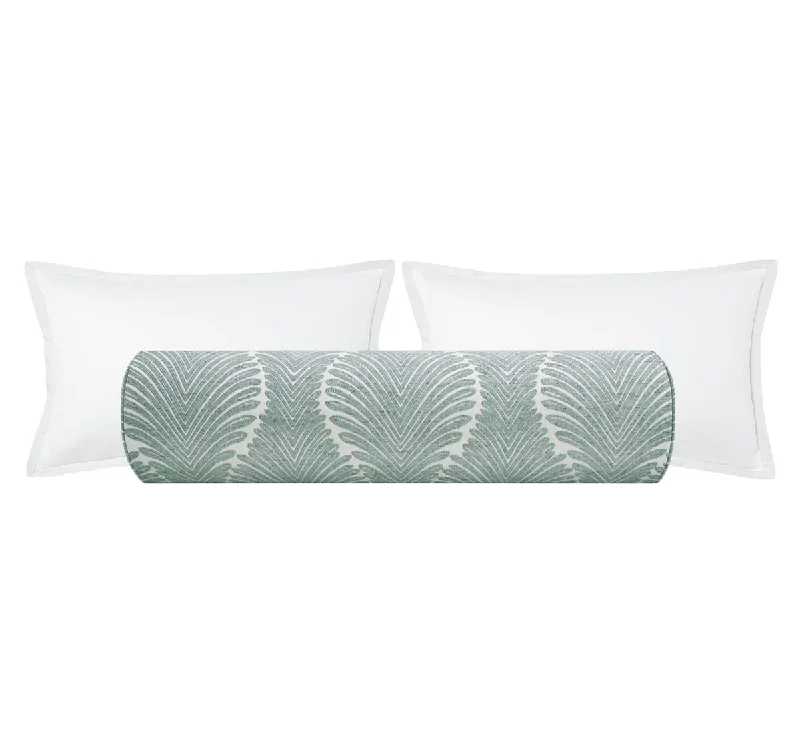 Decorative Bolsters with Embroidered Patterns for BedroomTHE BOLSTER :: MUSGROVE CHENILLE // SPA BLUE