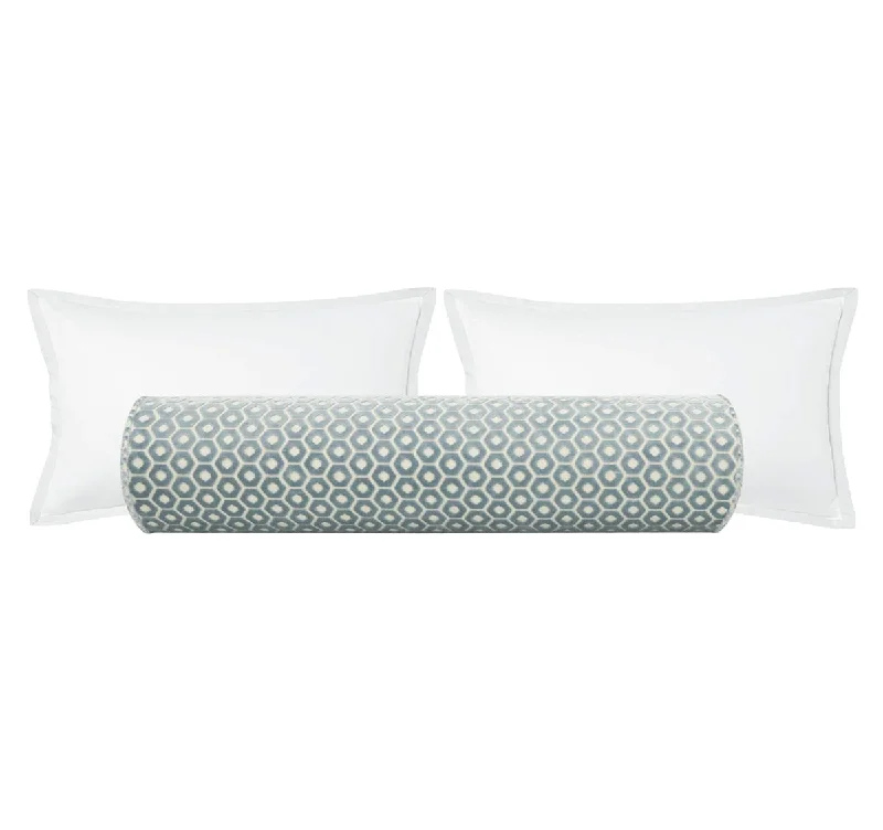 Bolsters for Moroccan - Themed Rooms to Add a Pop of ColorTHE BOLSTER :: PALOMA CUT VELVET // CERULEAN BLUE