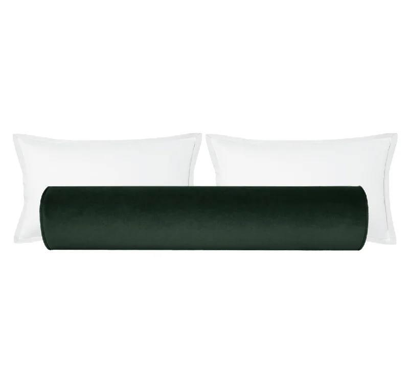 Decorative Bolsters with Embroidered Patterns for BedroomTHE BOLSTER :: SOCIETY VELVET // EMERALD