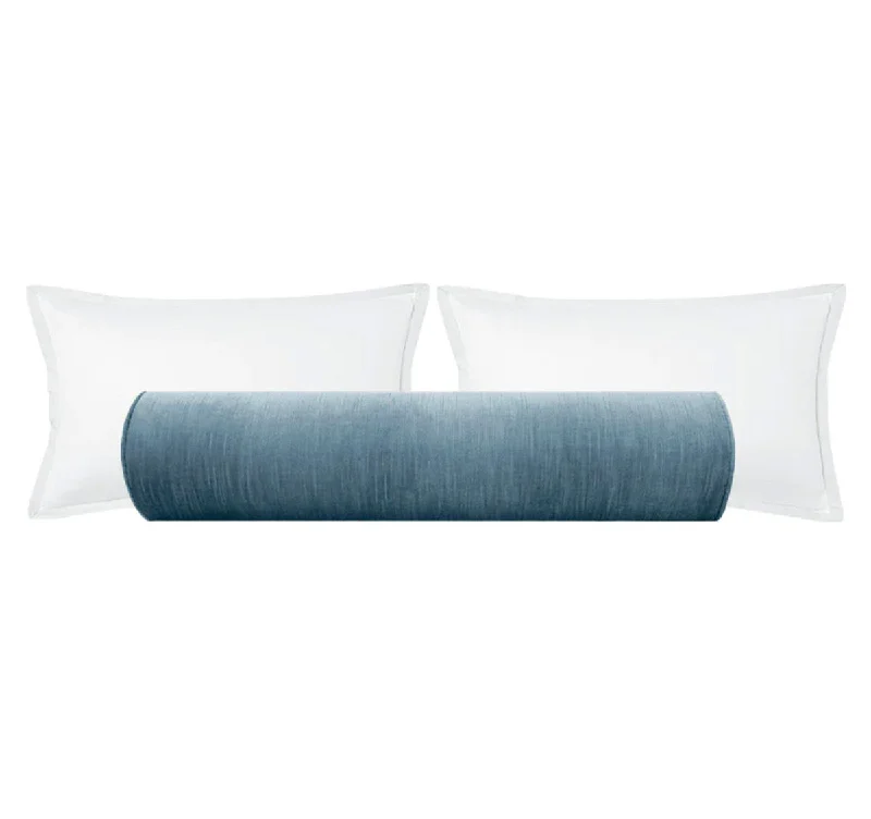 Memory Foam Bolsters for Back Support in BedTHE BOLSTER :: STRIE VELVET // CHAMBRAY