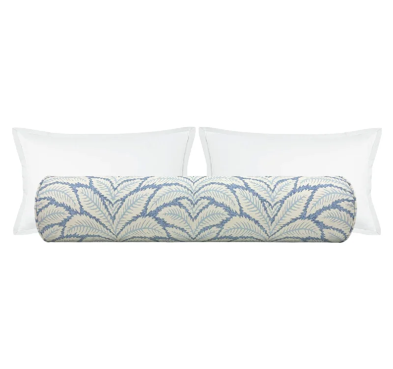 Bolsters for Outdoor Lounge Chairs to Add ComfortTHE BOLSTER :: TALAVERA COTTON AND LINEN PRINT // BLUE