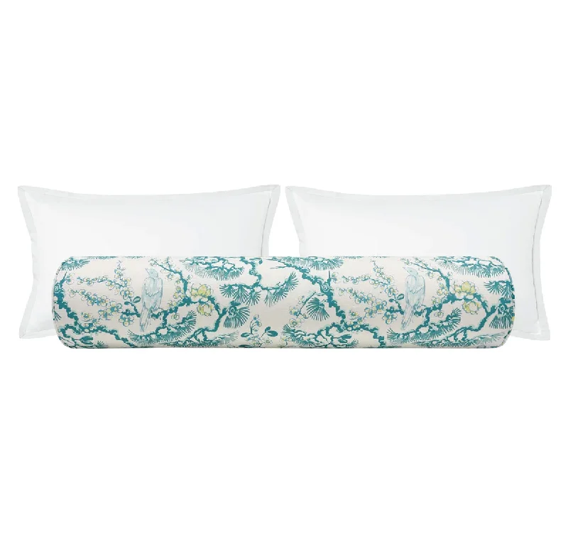 Bolsters for Karaoke Parties to Use While SingingTHE BOLSTER :: TRELLIS LINEN PRINT  // AEGEAN