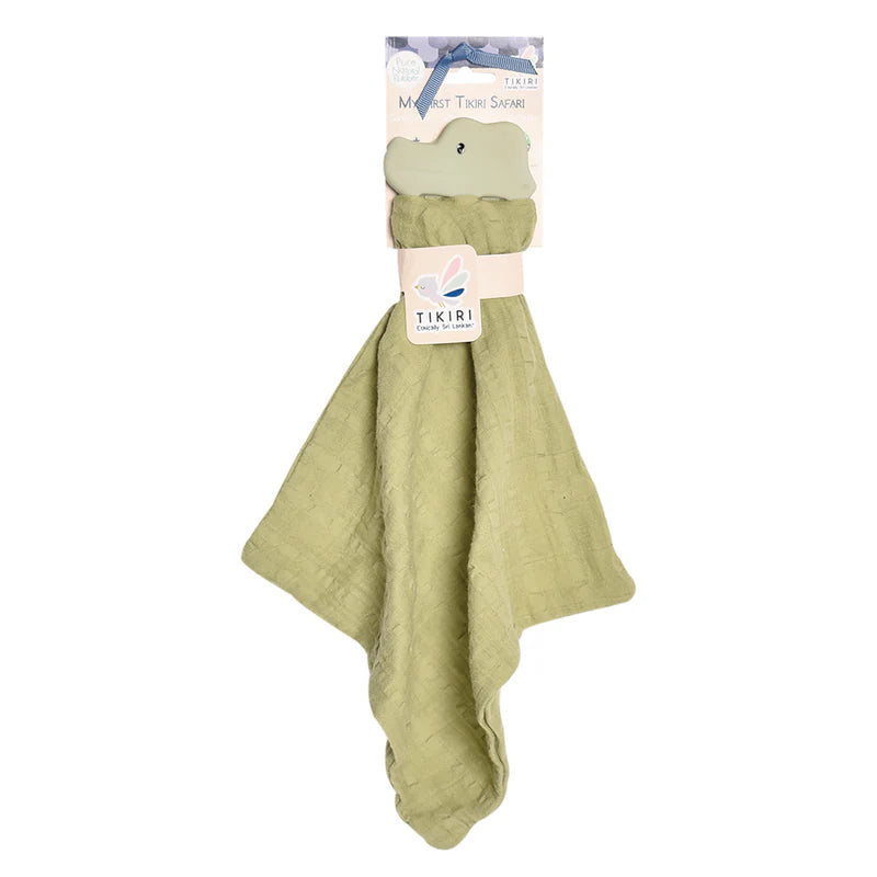 Bamboo - fiber - filled comforters with antibacterial and breathable qualitiesTikiri Rubber Crocodile Teether with Sage Green Muslin Comforter