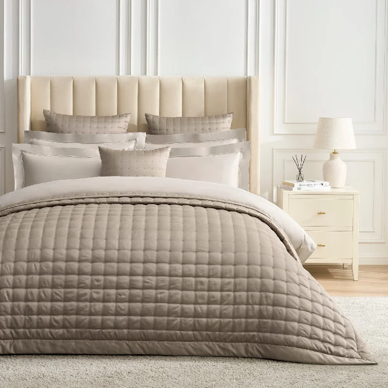 mid - century modern bedspreads with iconic shapes and colors for a stylish spaceVienna Quilted Bedspread 2.5m x 2.6m - Taupe